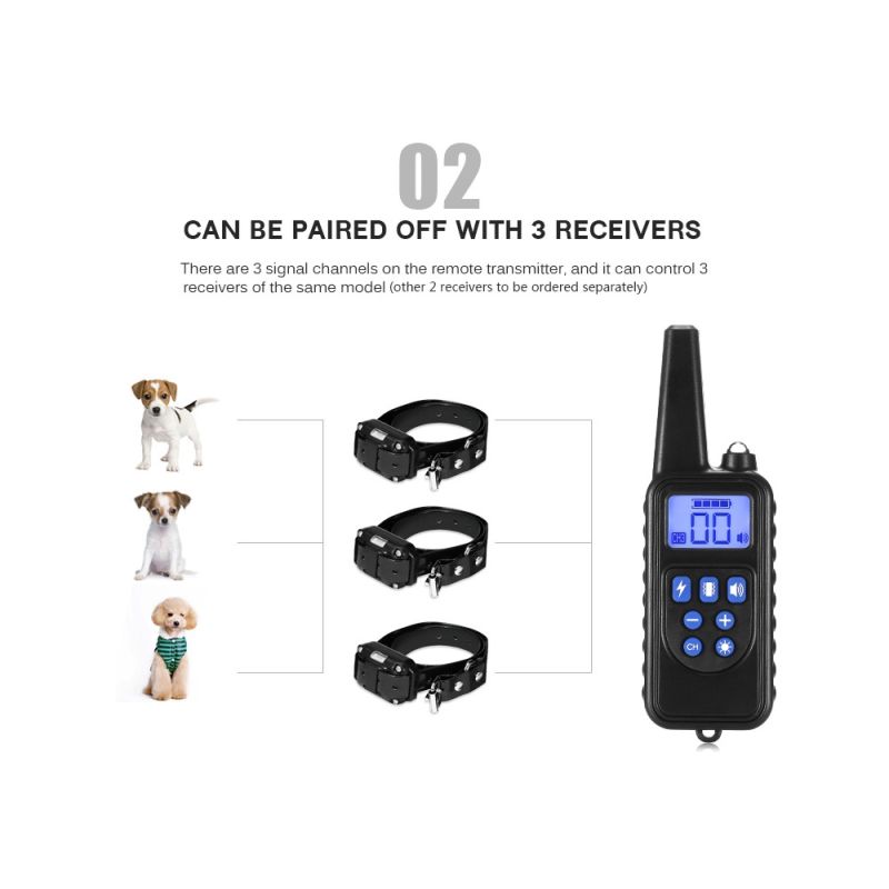 2020 Nuevo 800M Electric Training Collan Colllar PET control remoto impermeable recargable con pantalla LCD para todo el tamaño de la vibración de choque