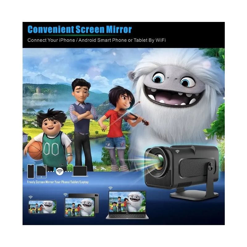 HY320 Android 11 390ANSI Proyector 4K Nativo 1080P Dual Wifi6 BT5.0 Cine Proyector portátil al aire libre