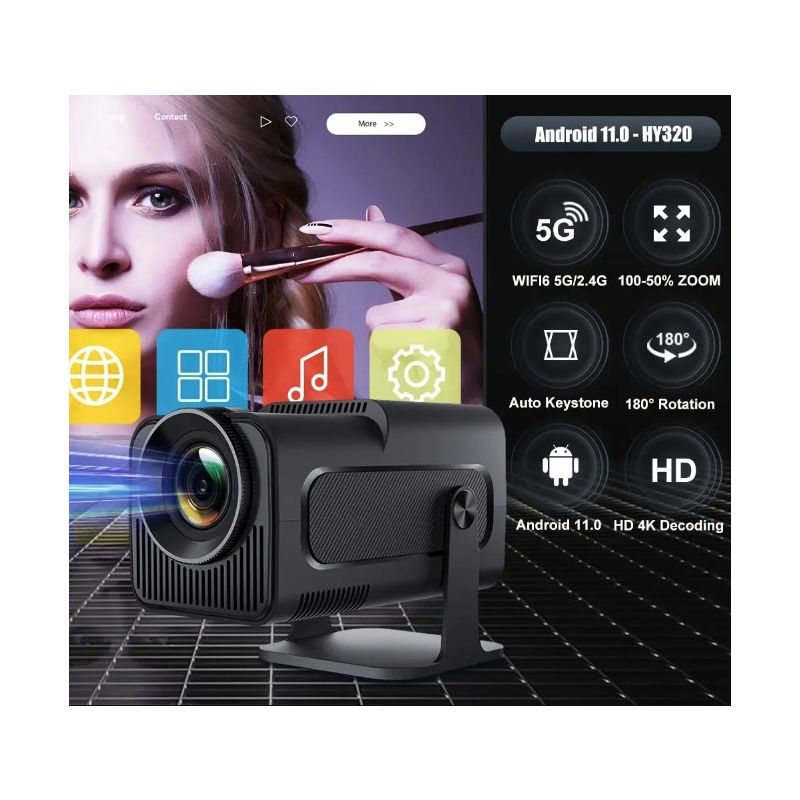 HY320 Android 11 390ANSI Proyector 4K Nativo 1080P Dual Wifi6 BT5.0 Cine Proyector portátil al aire libre