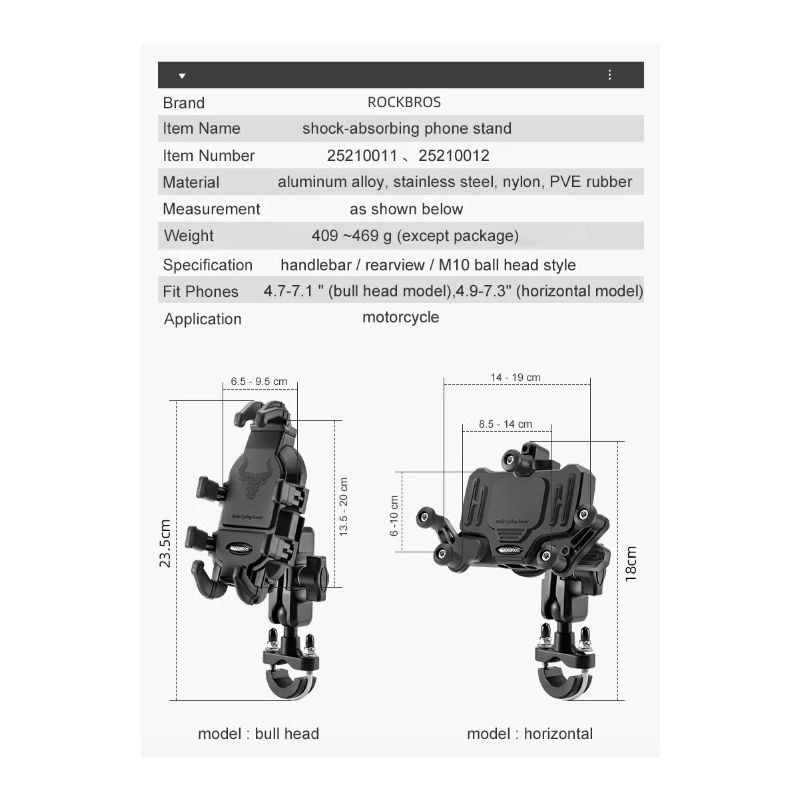 Soporte de teléfono ROCKBROS giratorio de aluminio ajustable soporte de teléfono para motocicleta antideslizante soporte de teléfono para bicicleta soporte de motocicleta eléctrica