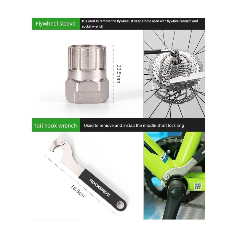 ROCKBROS-Juegos de herramientas de reparación de bicicletas, herramientas profesionales de reparación de bicicletas, juego de herramientas de reparación de bicicletas multifunción, juegos de reparación de ciclismo