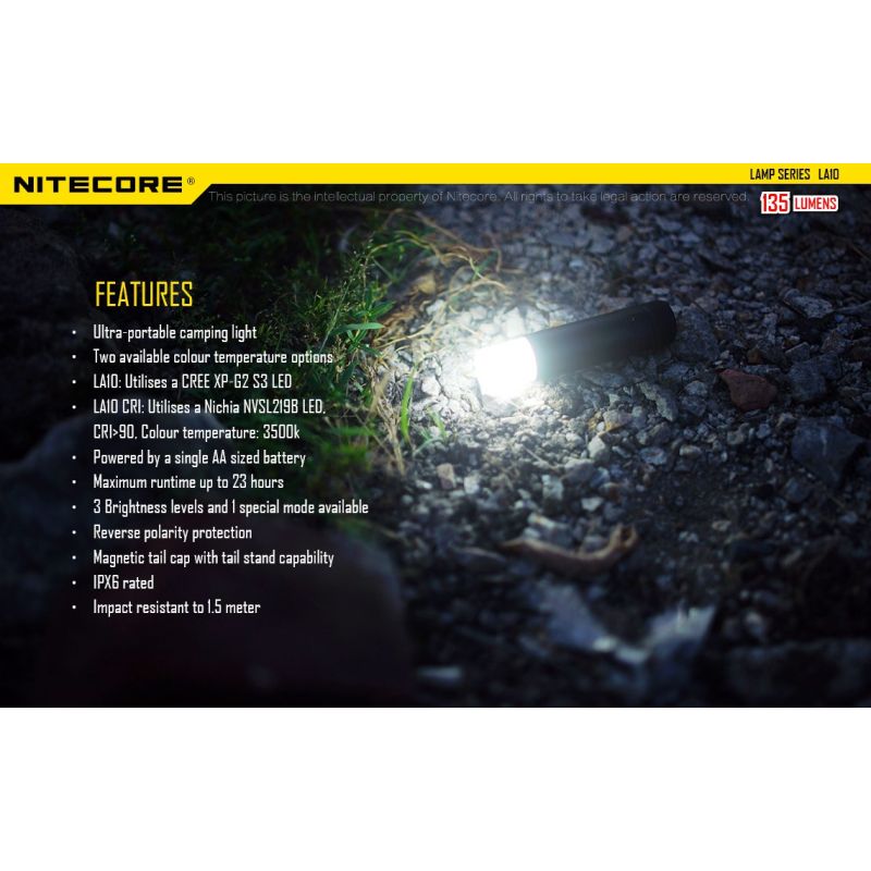 Nitecore LA10 135 Lumens Mini EDC Camping Nichia XP-G2 S3 Linterna LED