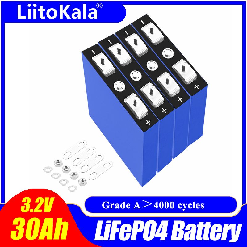 LiitoKala 3,2 V 30Ah Lifepo4 batería 4S 12,8 V paquete de batería de fosfato de hierro y litio, vehículo eléctrico de motocicleta Solar