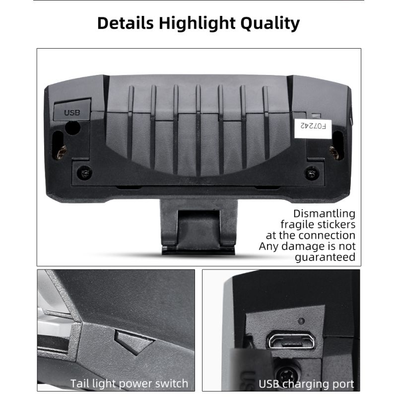 ROCKBROS LKWD-R1 Luz de bicicleta Smart USB LED Control remoto inalámbrico Luz trasera de bicicleta MTB Carretera Señal de giro láser Lámpara de ciclismo Luz trasera