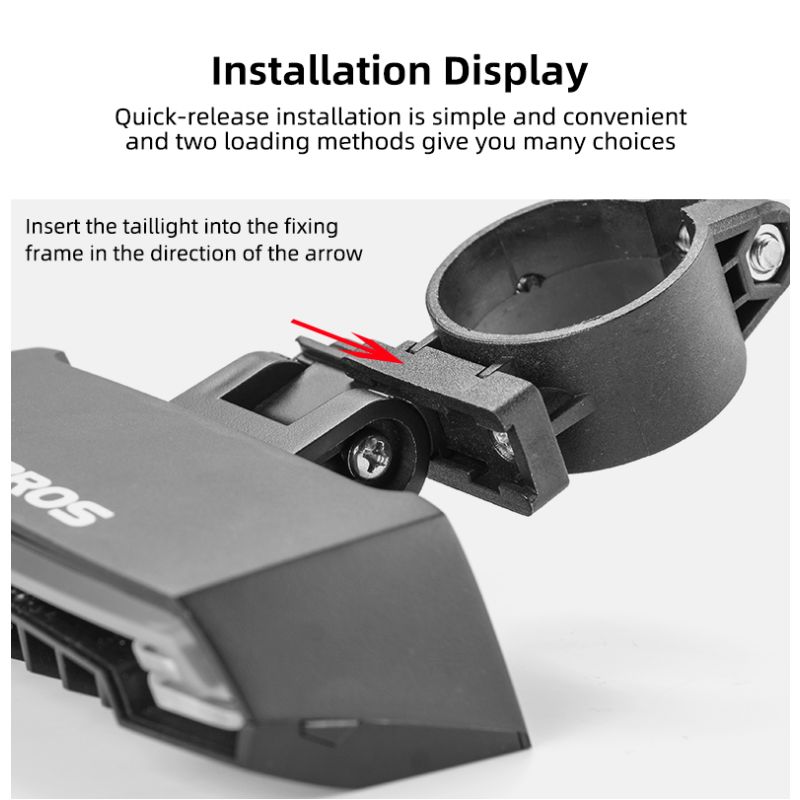 ROCKBROS LKWD-R1 Luz de bicicleta Smart USB LED Control remoto inalámbrico Luz trasera de bicicleta MTB Carretera Señal de giro láser Lámpara de ciclismo Luz trasera