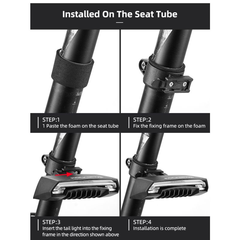 ROCKBROS LKWD-R1 Luz de bicicleta Smart USB LED Control remoto inalámbrico Luz trasera de bicicleta MTB Carretera Señal de giro láser Lámpara de ciclismo Luz trasera