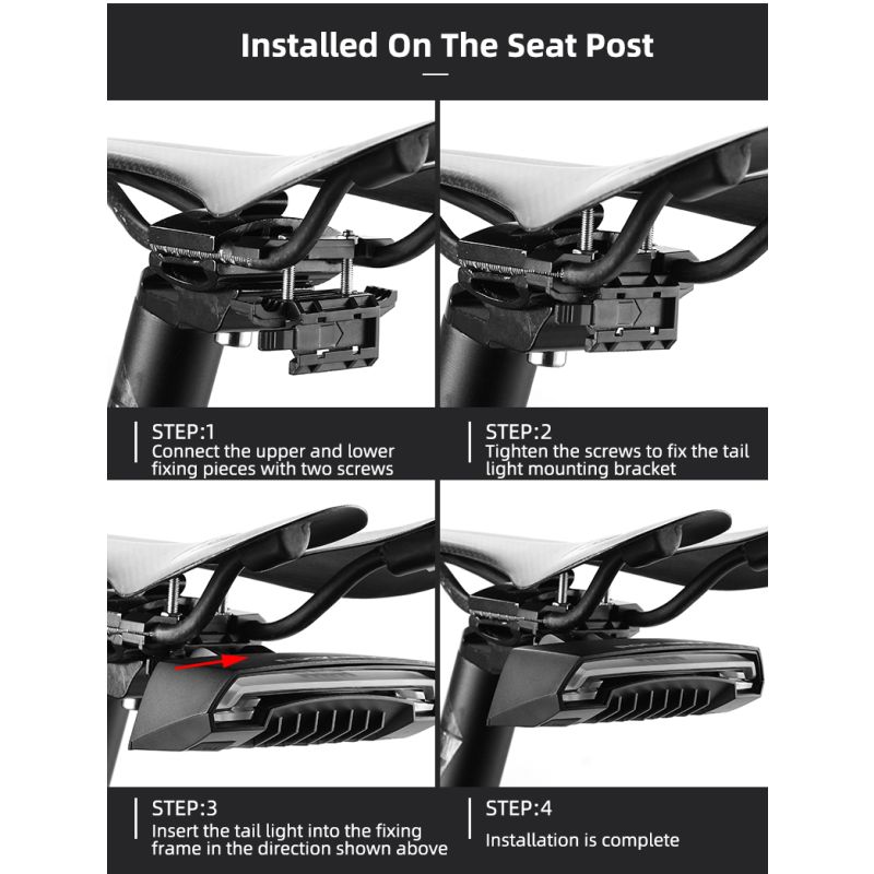 ROCKBROS LKWD-R1 Luz de bicicleta Smart USB LED Control remoto inalámbrico Luz trasera de bicicleta MTB Carretera Señal de giro láser Lámpara de ciclismo Luz trasera
