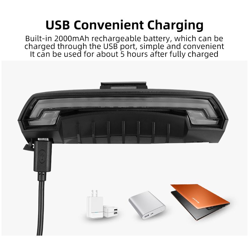 ROCKBROS LKWD-R1 Luz de bicicleta Smart USB LED Control remoto inalámbrico Luz trasera de bicicleta MTB Carretera Señal de giro láser Lámpara de ciclismo Luz trasera