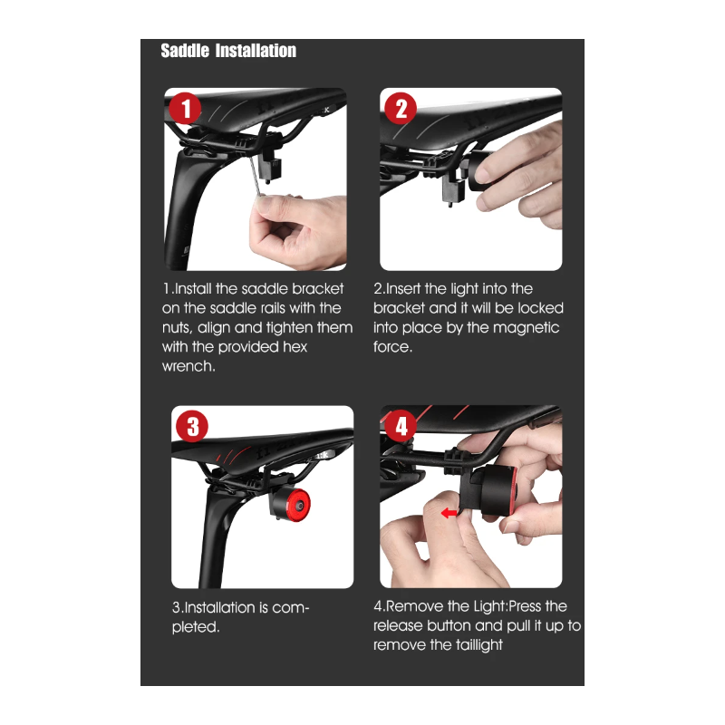 Gaciron Luces traseras para Bicicleta, Luz Trasera para Bicicleta de Alto Brillo LOOP-100 con Sensor de Freno, Luz Trasera magnética para sillín de Bicicleta de aleación de Aluminio