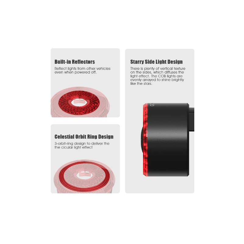 Gaciron Luces traseras para Bicicleta, Luz Trasera para Bicicleta de Alto Brillo LOOP-100 con Sensor de Freno, Luz Trasera magnética para sillín de Bicicleta de aleación de Aluminio