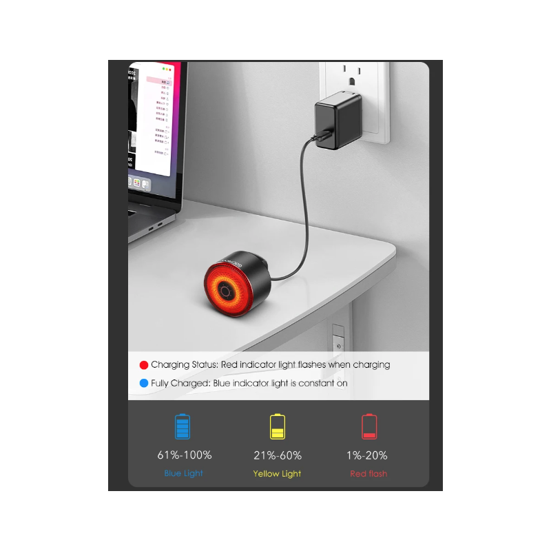 Gaciron Luces traseras para Bicicleta, Luz Trasera para Bicicleta de Alto Brillo LOOP-100 con Sensor de Freno, Luz Trasera magnética para sillín de Bicicleta de aleación de Aluminio