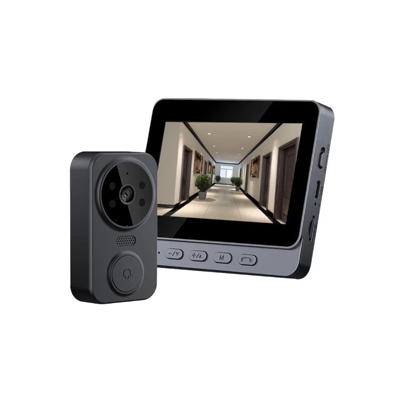 Timbre de puerta inalámbrico M12, videoportero con WIFI, timbre de puerta con visión nocturna IR, cámara de mirilla ocular, pantalla IPS de 4,3 pulgadas, timbre Visual