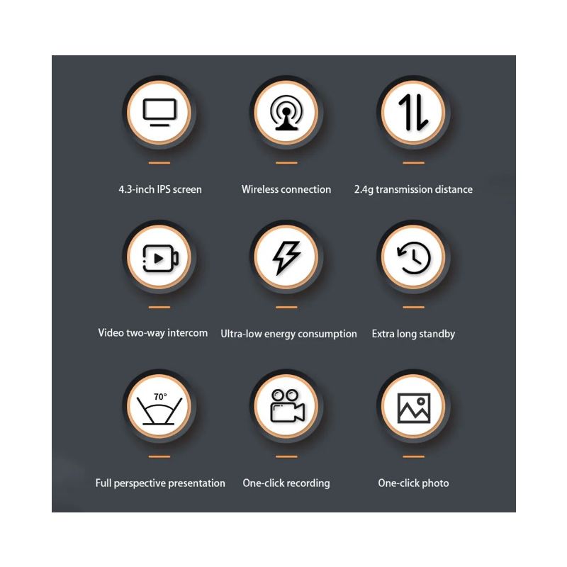 Timbre de puerta inalámbrico M12, videoportero con WIFI, timbre de puerta con visión nocturna IR, cámara de mirilla ocular, pantalla IPS de 4,3 pulgadas, timbre Visual