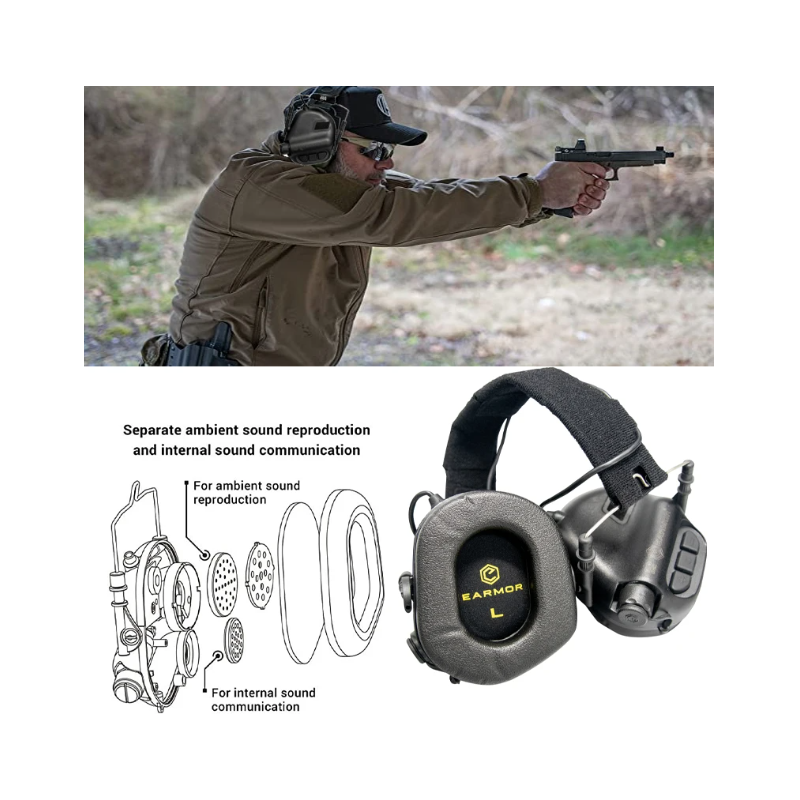 EARMOR M31 MOD4 Tactical Electronic Shooting Earmuffs Noise Reduction Hunting Gear with Comfortable Ear Cushion