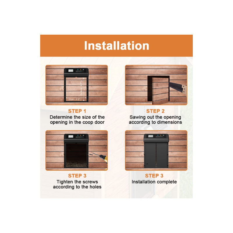 Abridor automático de puerta de gallinero: puerta eléctrica para gallineros con temporizador para gallineros, accesorios de aluminio para gallineros