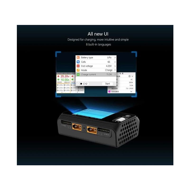 ToolkitRC M6D 500W 15A DC MINI Descargador de cargador inteligente de doble canal