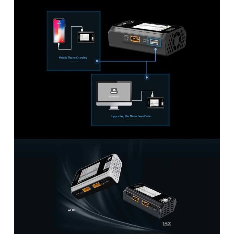 ToolkitRC M6D 500W 15A DC MINI Descargador de cargador inteligente de doble canal