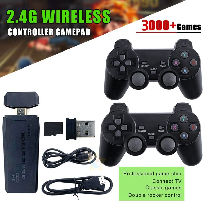 Consola de videojuegos 2,4G controlador inalámbrico doble palo de juego 4K 10000 juegos 64 32GB juegos Retro para PS1/GBA niño regalo de Navidad