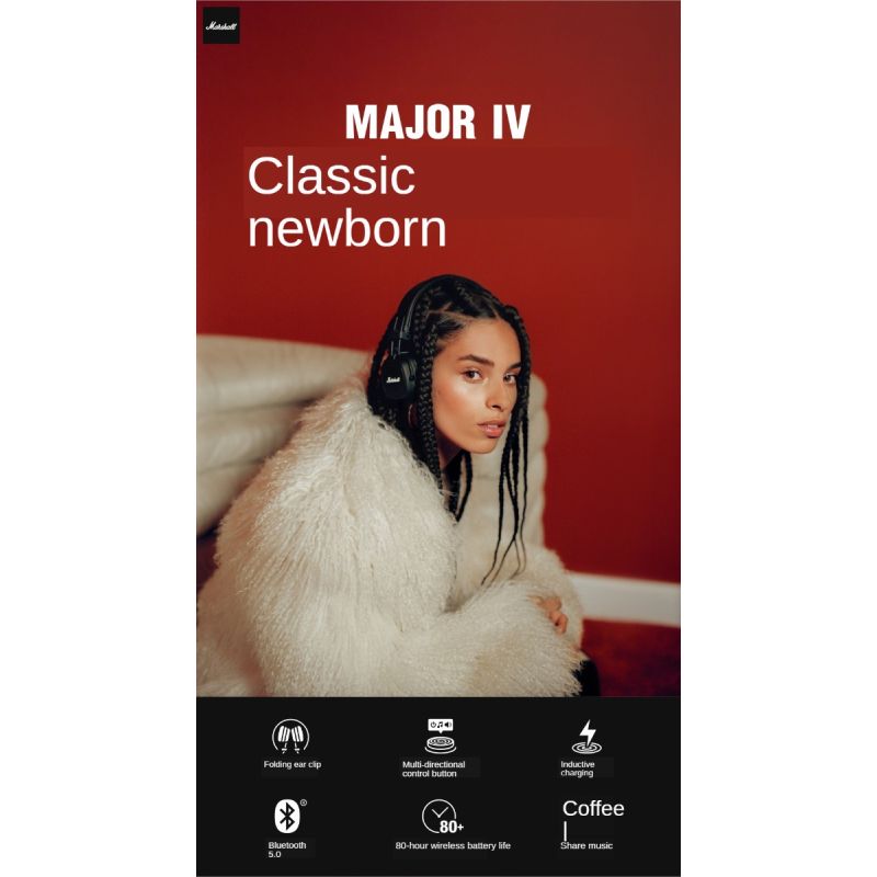 Auriculares inalámbricos Major III con Bluetooth, graves profundos, plegables, deportivos, para juegos, música, auriculares inalámbricos con micrófono