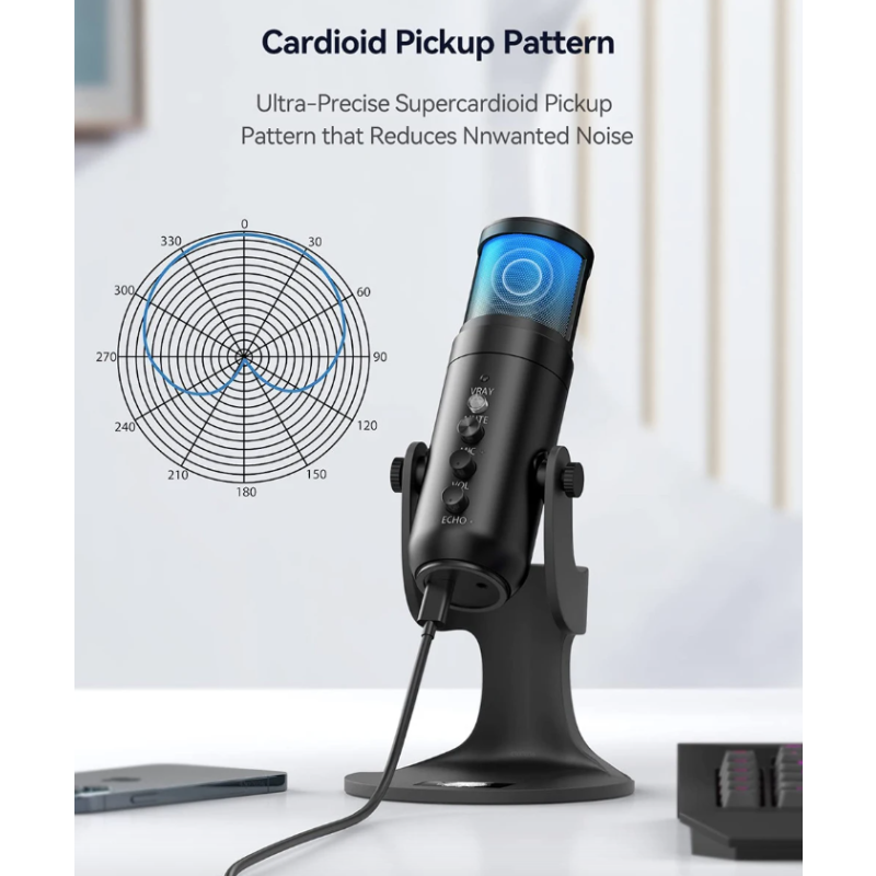 MU900PRO RGB Micrófono USB Micrófonos Condensadores Profesionales