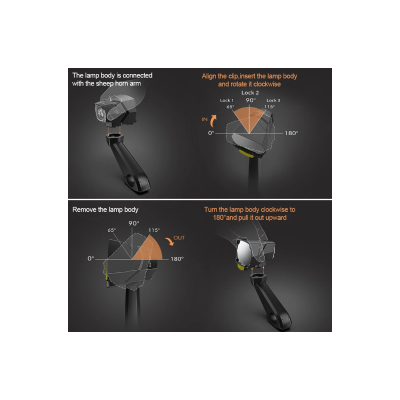 Faro de espejo retrovisor CarryBright CB800, luz de bicicleta de espejo trasero