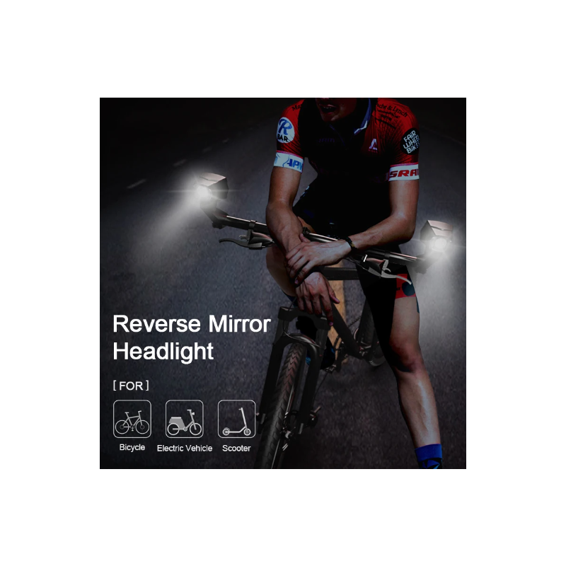 Faro de espejo retrovisor CarryBright CB800, luz de bicicleta de espejo trasero