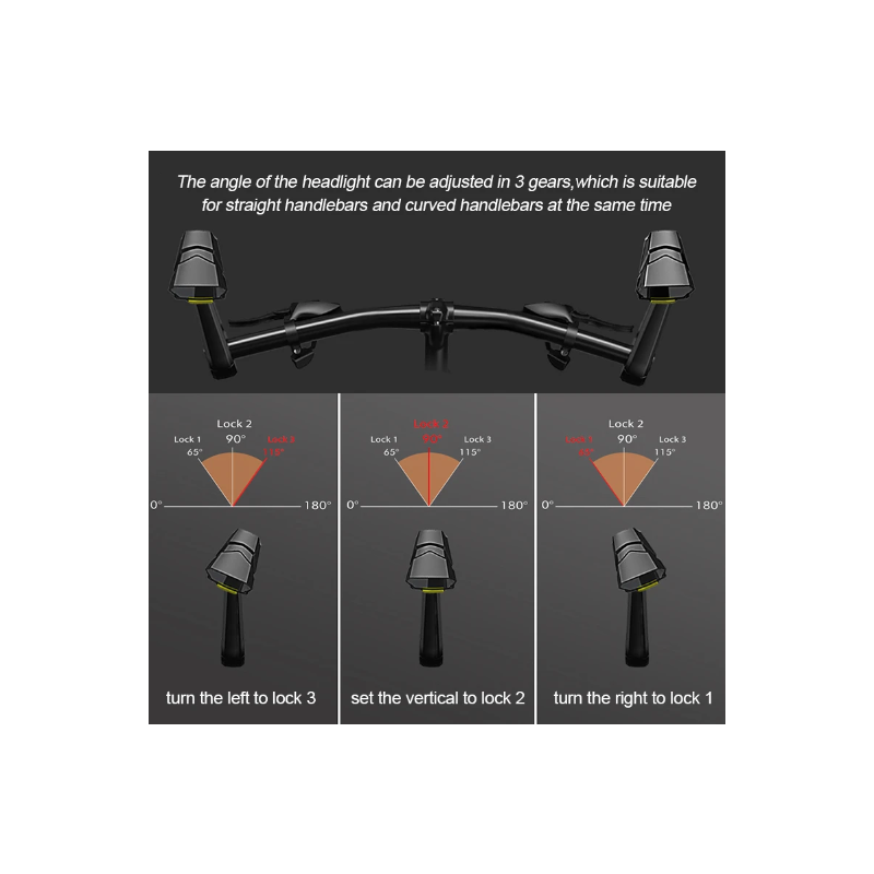 Faro de espejo retrovisor CarryBright CB800, luz de bicicleta de espejo trasero