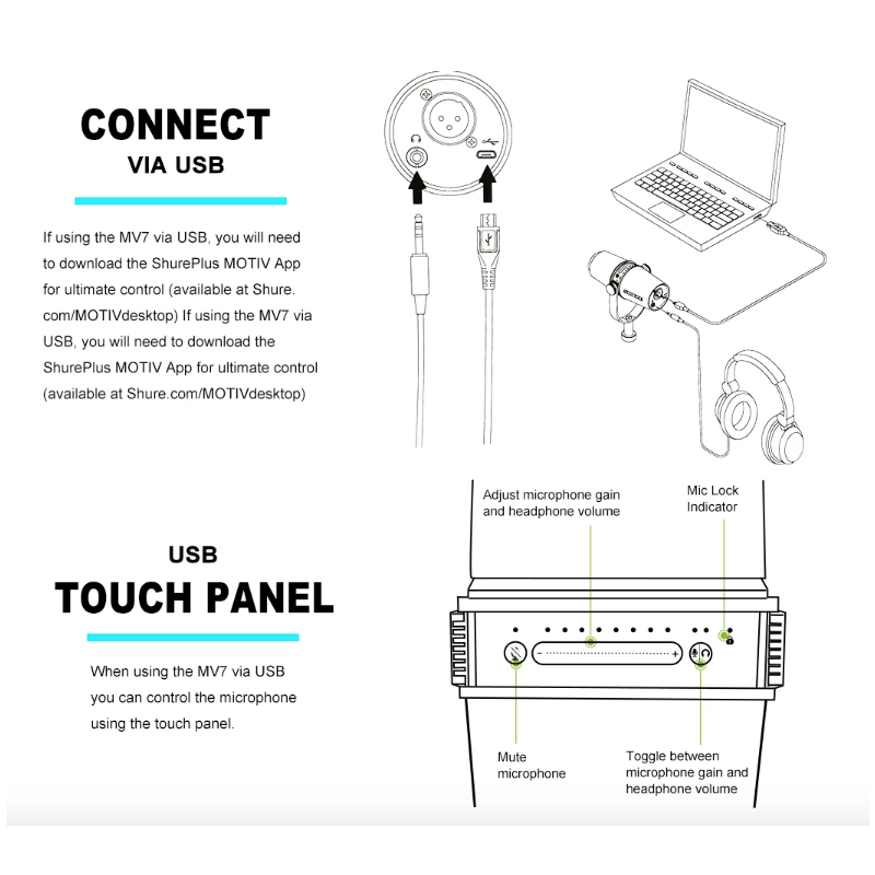 Micrófono dinámico profesional MV7 para Podcast, teléfono inteligente, ordenador, micrófono con cable en vivo para grabación de Podcasting, transmisión en vivo