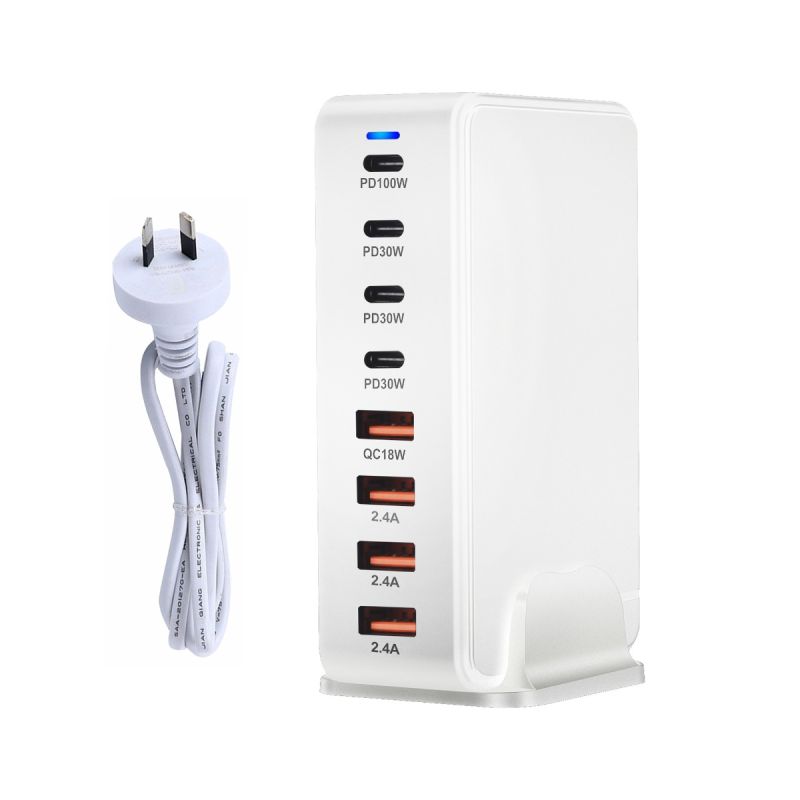Cargador GaN de escritorio de 240W, cargador USB tipo C PD de 8 puertos, carga rápida 3,0 USB tipo C, cargador USB móvil