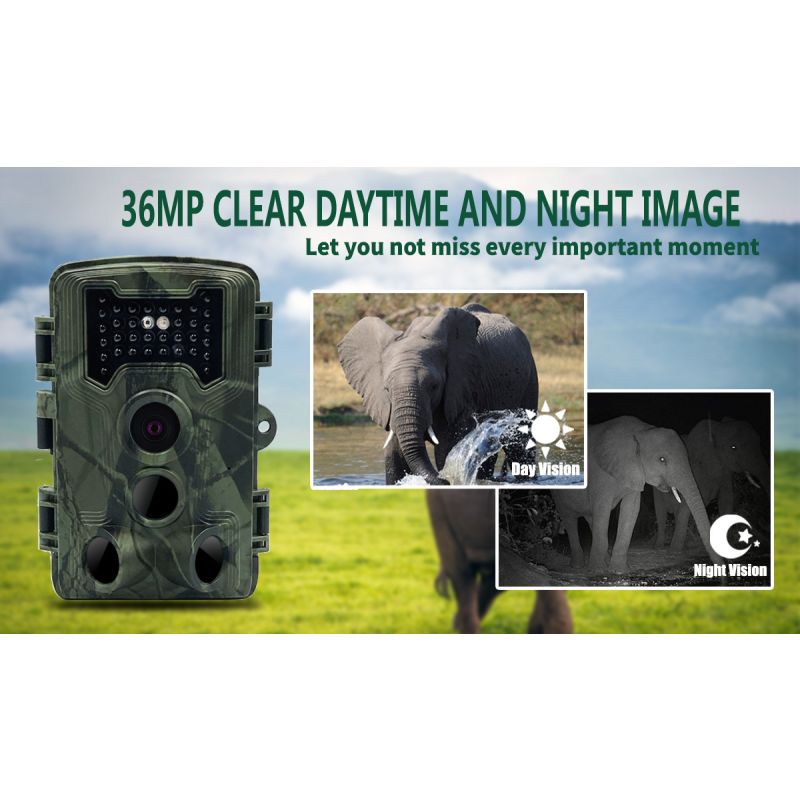 Cámara de caza PR1000 36MP HD cámara de visión nocturna infrarroja vida silvestre cámara de monitoreo de observación de animales de caza al aire libre