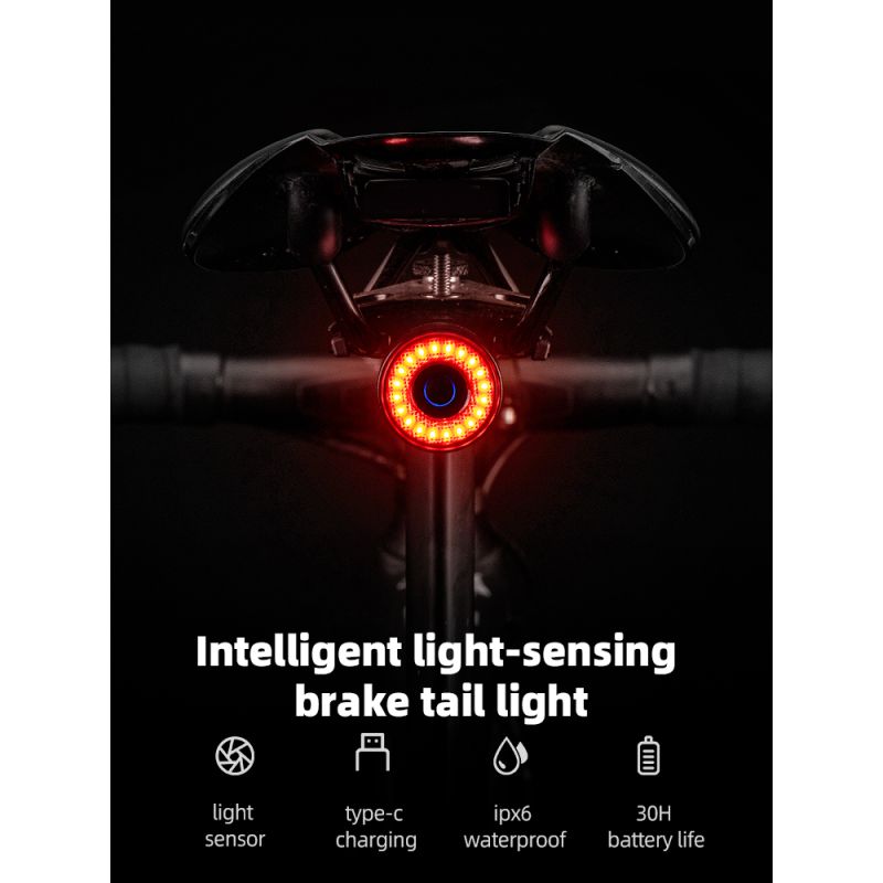 ROCKBROS Q3 bicicleta luz trasera MTB bicicleta de carretera noche ciclismo luz trasera Sensor de freno inteligente luz de advertencia impermeable accesorios de bicicleta