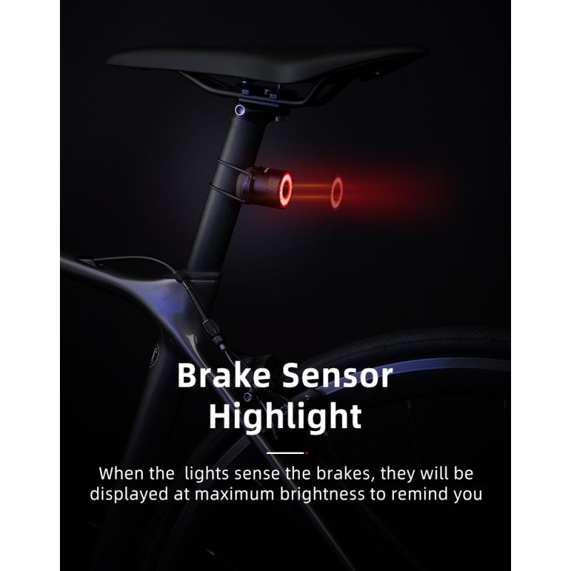ROCKBROS Q3 bicicleta luz trasera MTB bicicleta de carretera noche ciclismo luz trasera Sensor de freno inteligente luz de advertencia impermeable accesorios de bicicleta