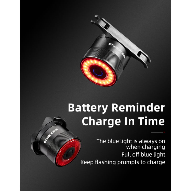 ROCKBROS Q3 bicicleta luz trasera MTB bicicleta de carretera noche ciclismo luz trasera Sensor de freno inteligente luz de advertencia impermeable accesorios de bicicleta