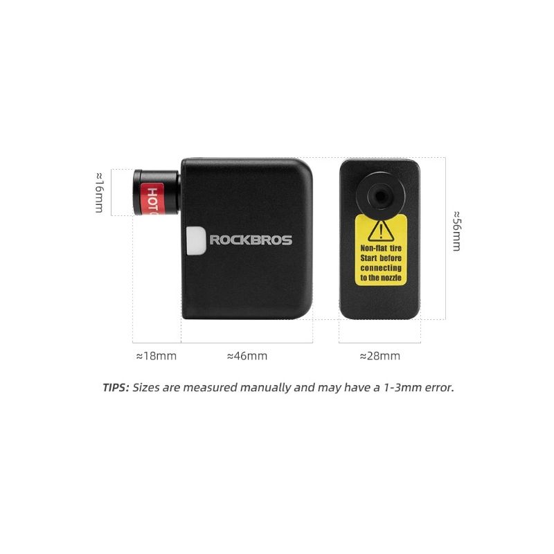 ROCKBROS-bomba de aire eléctrica portátil para bicicleta, Inflador de neumáticos recargable de mano de 100PSI, para coche, bicicleta y motocicleta