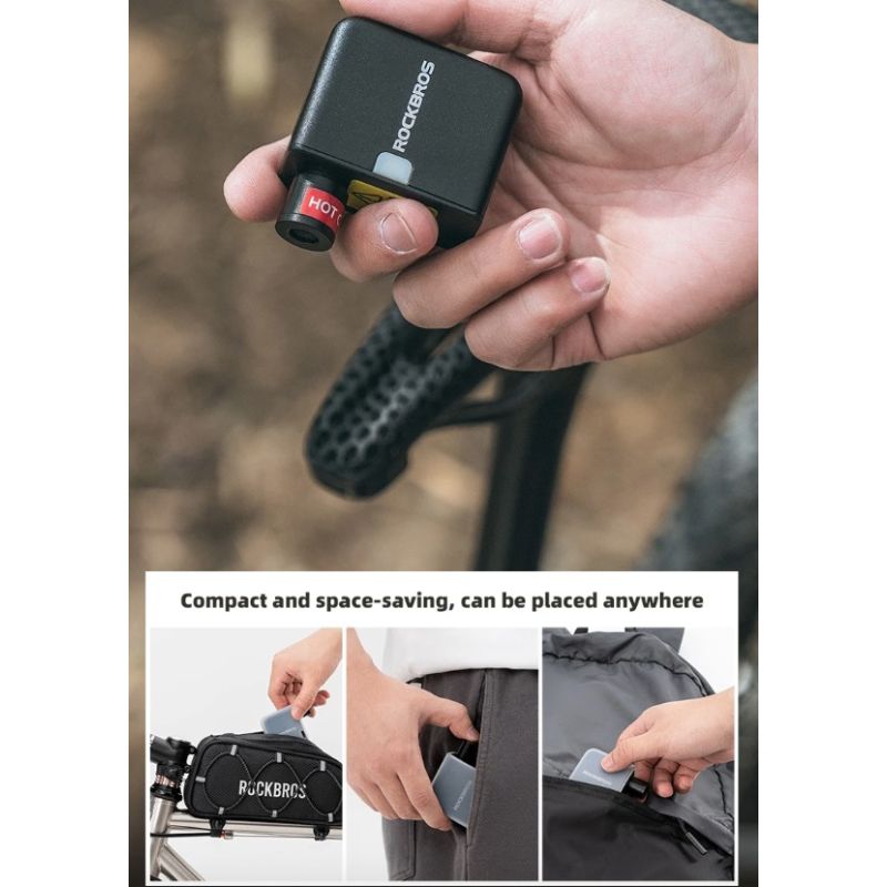 ROCKBROS-bomba de aire eléctrica portátil para bicicleta, Inflador de neumáticos recargable de mano de 100PSI, para coche, bicicleta y motocicleta