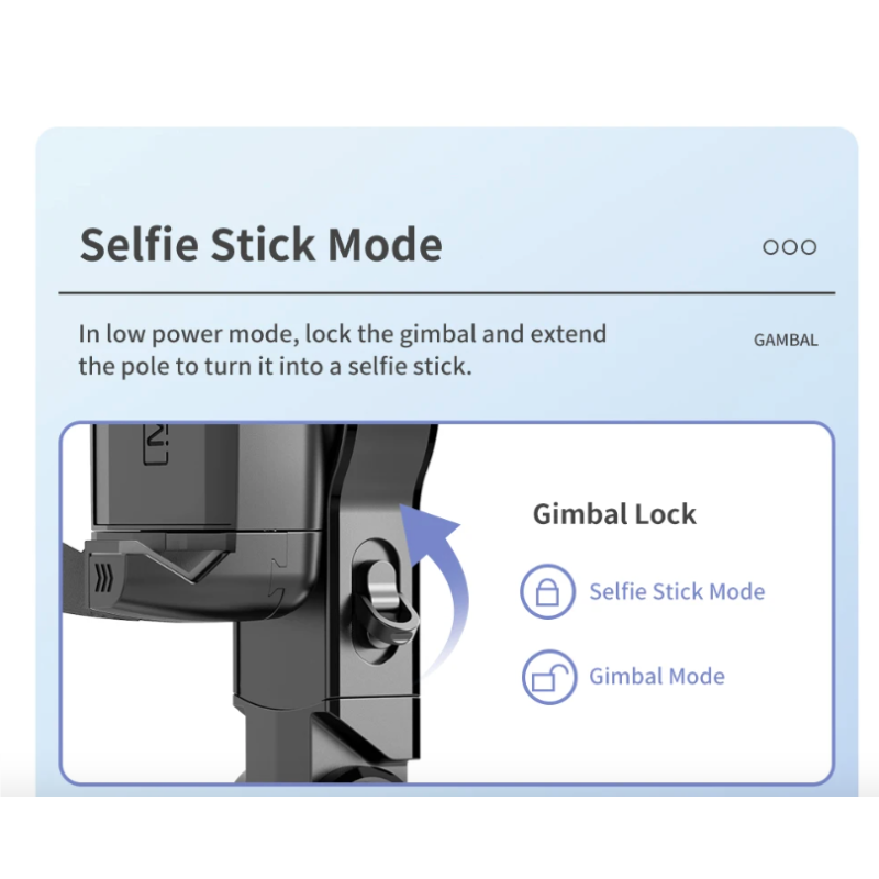 Q18 Selfie Stick Rotación 360 después del modo de disparo Estabilizador de cardán