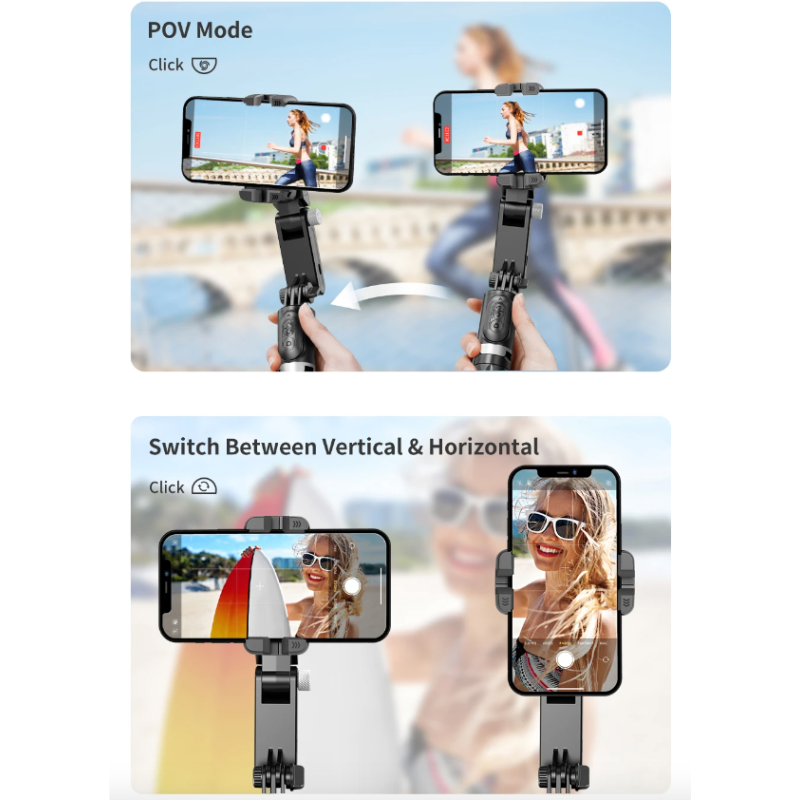 Q18 Selfie Stick Rotación 360 después del modo de disparo Estabilizador de cardán
