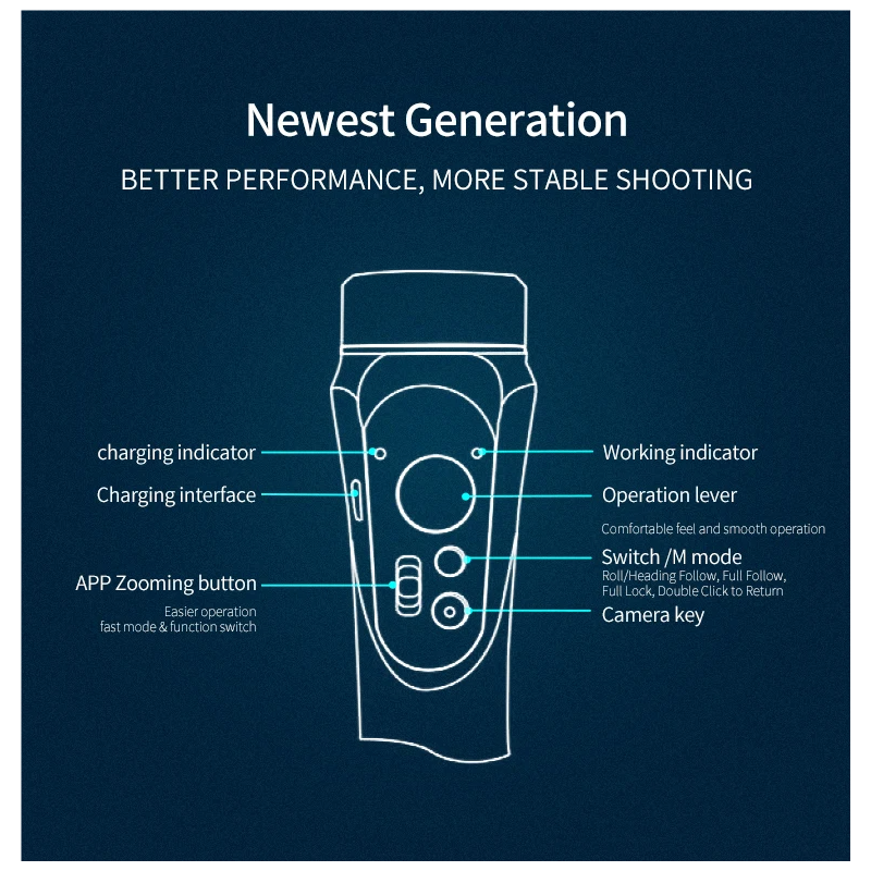 Cardán estabilizador de mano F6 de 3 ejes, soporte para cámara de acción para teléfono móvil, cardán para teléfono inteligente con grabación de vídeo antivibración