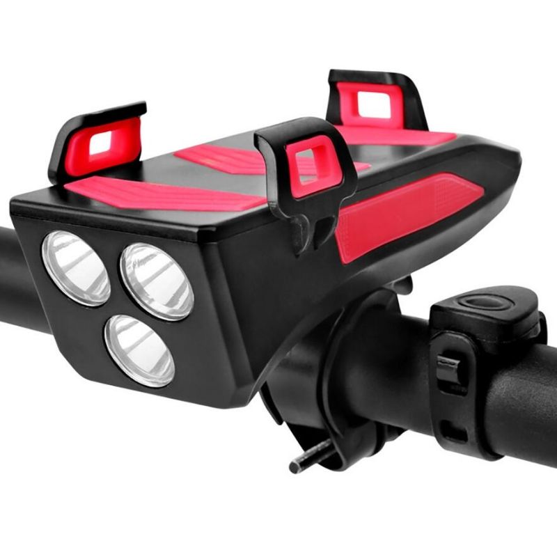 Luz de bicicleta Multifunción 4 en 1 Luz de bicicleta 800 Lumens Bike Flashlight Bike Holder Holder Teléfono Power Bank Bicycle Front Light