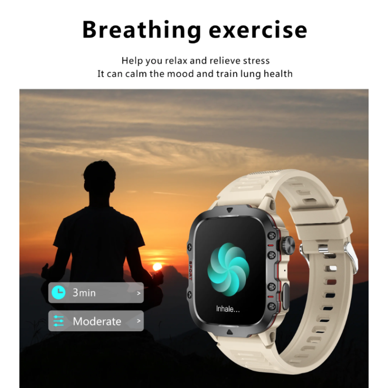 QX11 Smart Watch Hombres IP68 5ATM Deportes al aire libre Fitness Tracker Monitor de salud 1.96 "BT Call Smartwatch