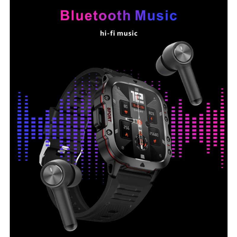 QX11 Smart Watch Hombres IP68 5ATM Deportes al aire libre Fitness Tracker Monitor de salud 1.96 "BT Call Smartwatch