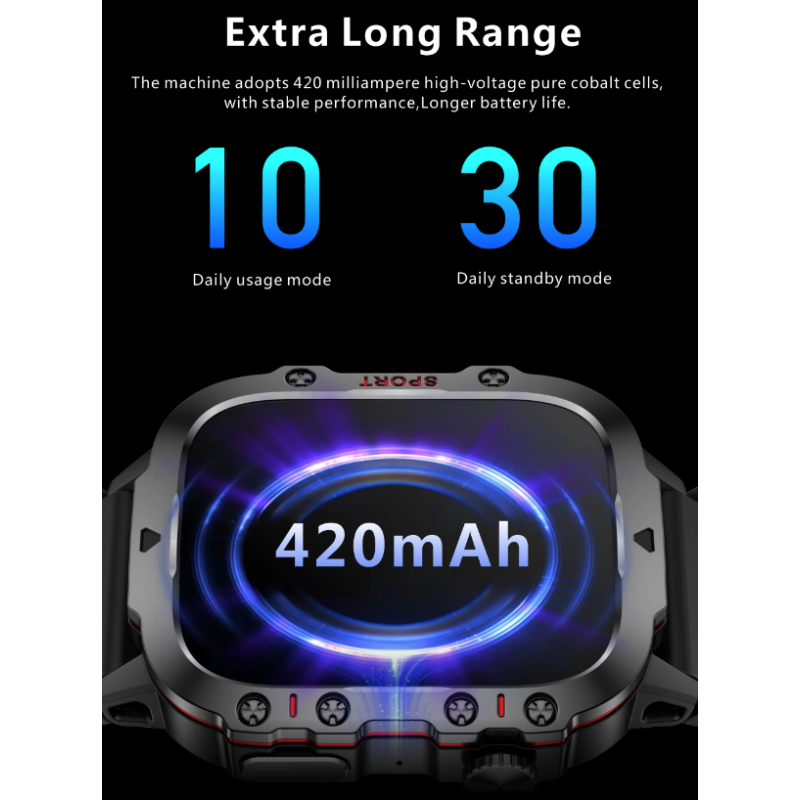 QX11 Smart Watch Hombres IP68 5ATM Deportes al aire libre Fitness Tracker Monitor de salud 1.96 "BT Call Smartwatch