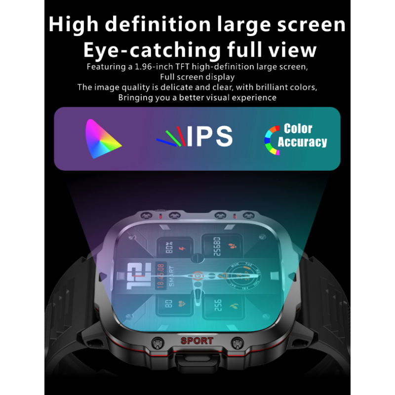 QX11 Smart Watch Hombres IP68 5ATM Deportes al aire libre Fitness Tracker Monitor de salud 1.96 "BT Call Smartwatch