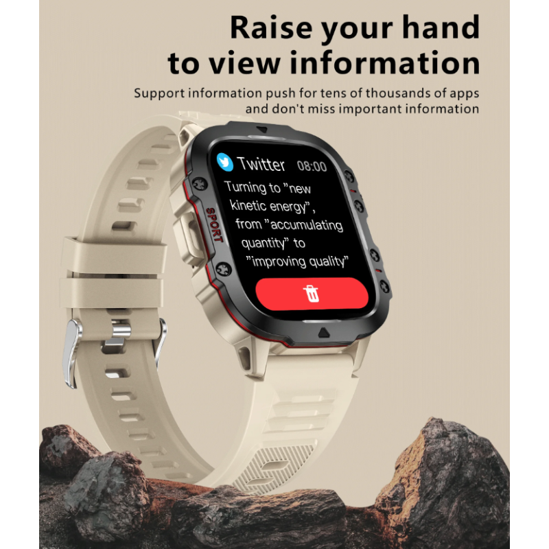QX11 Smart Watch Hombres IP68 5ATM Deportes al aire libre Fitness Tracker Monitor de salud 1.96 "BT Call Smartwatch