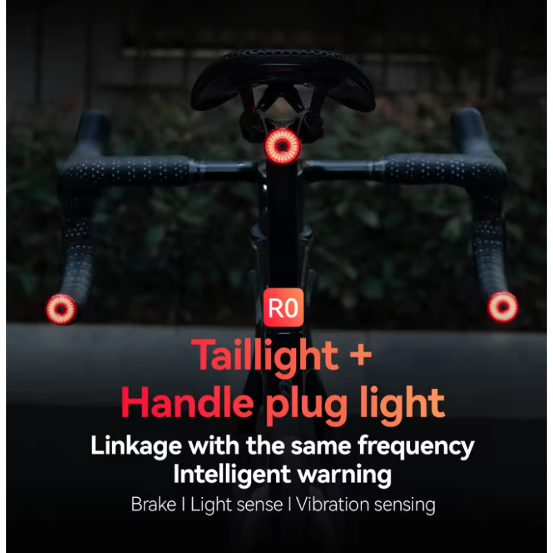 ROCKBROS R0 Handlebar End Plug Bike light Type-C MTB Road Cycling Taillight