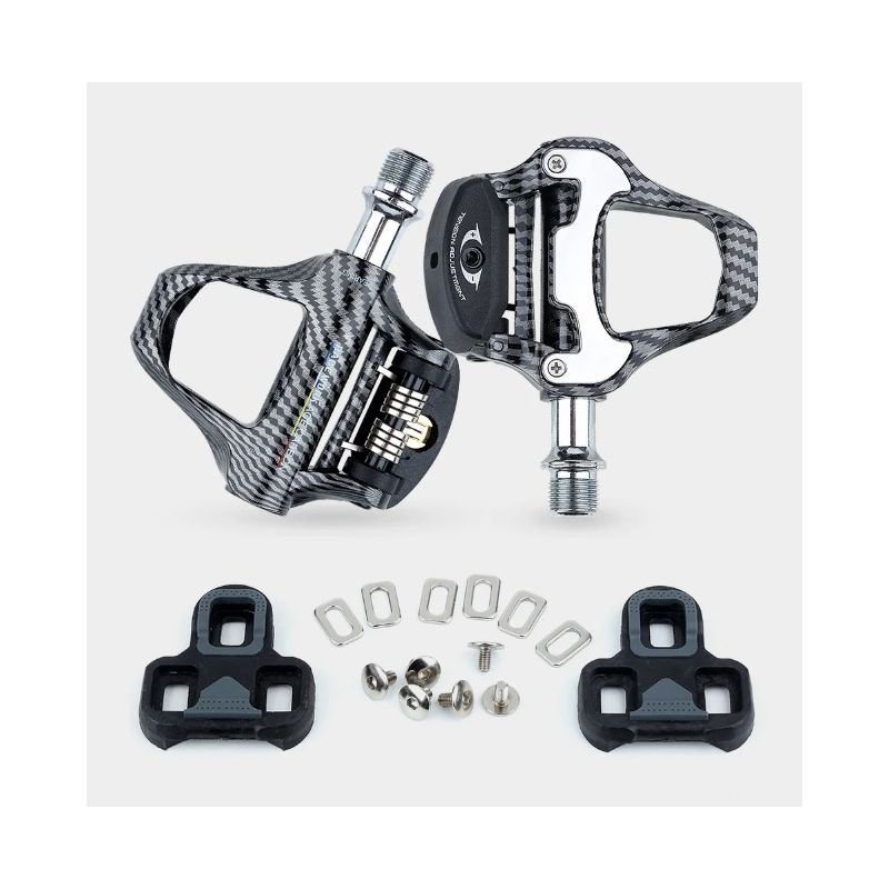 Pedal de bicicleta de carretera RACEWORK, diseño de fibra de carbono, rodamientos ultraligeros, Pedal para bicicleta profesional SPD Keo autoblocante