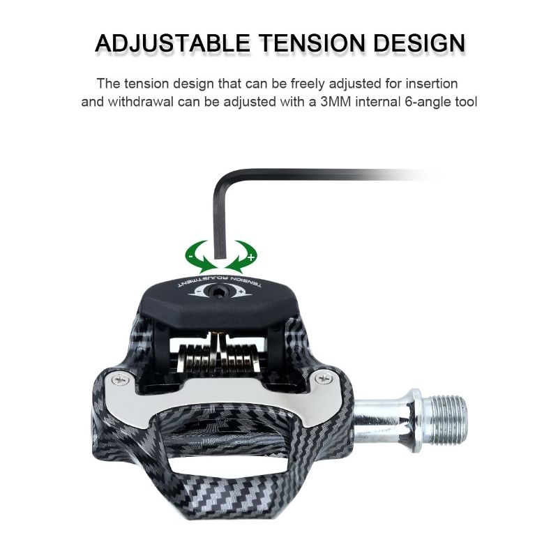 Pedal de bicicleta de carretera RACEWORK, diseño de fibra de carbono, rodamientos ultraligeros, Pedal para bicicleta profesional SPD Keo autoblocante