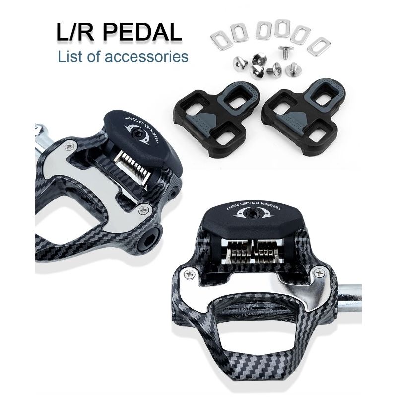 Pedal de bicicleta de carretera RACEWORK, diseño de fibra de carbono, rodamientos ultraligeros, Pedal para bicicleta profesional SPD Keo autoblocante