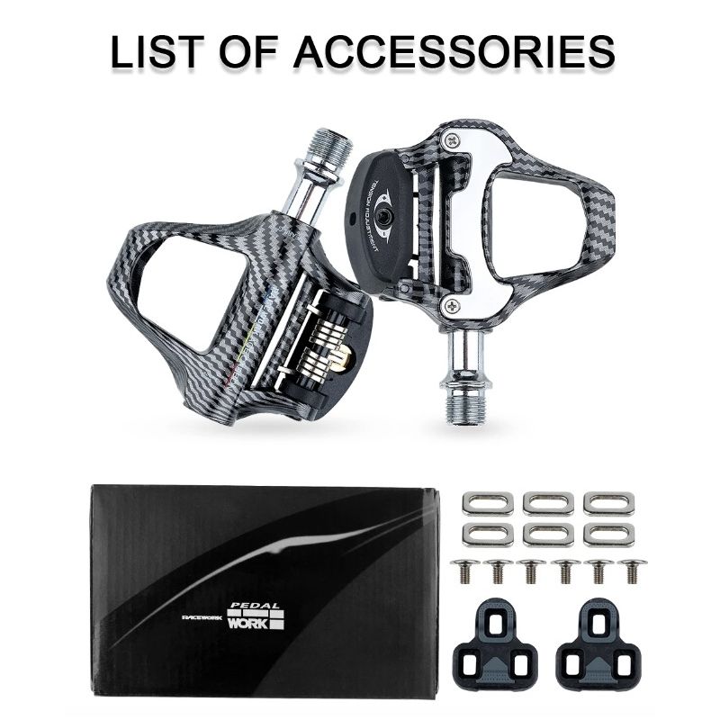 Pedal de bicicleta de carretera RACEWORK, diseño de fibra de carbono, rodamientos ultraligeros, Pedal para bicicleta profesional SPD Keo autoblocante