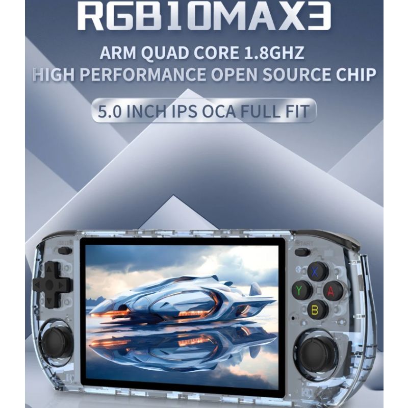 POWKIDDY-consola de juegos portátil RGB10 MAX3 Retro RK3566, pantalla Ips de 5 pulgadas, 1280x720, juegos Retro de código abierto